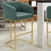 Silver Orchid Bonner Upholstered Stool - Green - Bar Height -Elegance Barware 5e0b8f39 3ebe 4288 874f 4003c153ac70