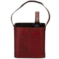 Leather Modern Wine Holder - 9 X 9 X 17 - Red -Elegance Barware 5e8b827a 2e9a 4173 b899 ba7a0bad4d84