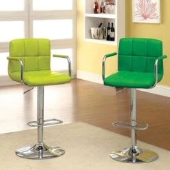 Leatherette And Metal Bar Stool - Grey -Elegance Barware 5fe94fc4 17c5 4835 9598 d60b7ec1eb3b