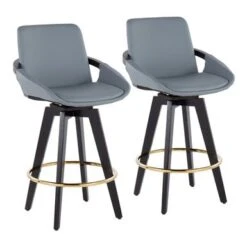 Carson Carrington Pugo Fixed-Height Counter Stool With Black Wood Base (Set Of 2) - Black + Gold Footrest -Elegance Barware 6018b571 70c8 42aa a507 4a74bd96e74a