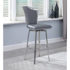 Somette Nana Swivel Barstool With Design Back - White -Elegance Barware 6122d921 de39 42c5 a51b 2ff82bffe786