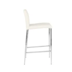 Delta Modern Leatherette & Chrome Counter Stool - Contract Grade - Off-White -Elegance Barware 612d222b ea34 48ac 9036 b5aac705787f