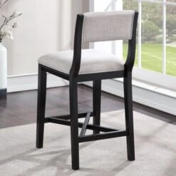 Burbank Solid Wood Counter Stool By Greyson Living - Gray Fabric -Elegance Barware 613170b8 4c9e 4669 8198 f7edec84f3d5
