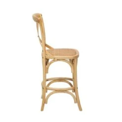 Porthos Home Ziva Counter Stools Set Of 2, Elm Wood With Woven Rattan - Nature -Elegance Barware 613f507b 94aa 4461 b5ac ce6c4f2eba12