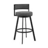 Roman Grey Faux Leather And Metal Swivel 26" Counter Stool - Grey And Black - Counter Height -Elegance Barware 61e593f2 5b4d 433c a47f b33409ef9497