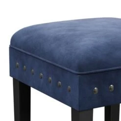 Hillsdale Furniture Cassidy Wood And Upholstered Counter Height Backless Stool - 26.25H X 16W X 16D - Black And Blue -Elegance Barware 623636f4 7257 4941 aa0b c0b96c4b20d5