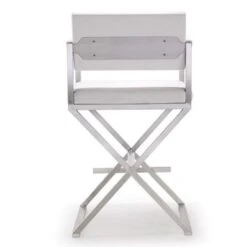 Director White Stainless Steel Counter Stool - Single - White - Counter Height -Elegance Barware 62656947 a788 454d 8235 622edbe3ec32