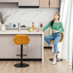 Glitzhome 42"H Mid-Century Adjustable Faux Leather Swivel Bar Stools - Single - Hunter Green -Elegance Barware 629c10a6 4c5c 4f12 935d 66d15a74e3a6