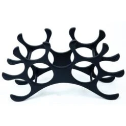 Contemporary Aluminum 9-bottle Wine Rack - Black