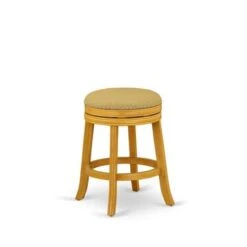East West Furniture Devers Swivel Backless Barstool 24'' Seat Height And Pu Leather Roast (Color Options Available) - DVS024-112 -Elegance Barware 6412829b 15ed 4730 984e 0a1d08e6aa50