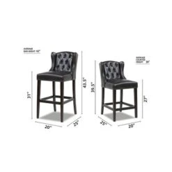 Richmond Faux Leather Armless Wingback Tufted Counter And Bar Stool - Single - Vintage Black Brown - Counter Height -Elegance Barware 6438539a 87e4 4268 8991 9c20321f2f99