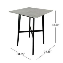 Kenilworth Modern Resin Square Bar Table By Christopher Knight Home - Gray Cement+ Black -Elegance Barware 645e5628 4cf6 48f2 840d 679b808ff4dc