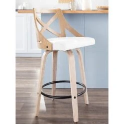 The Gray Barn Charlotte 26" Fixed-Height Counter Stool With Round Footrest (Set Of 2) - Grey Fabric/Light Grey Wood/Black Footrest -Elegance Barware 64758ed4 bdb2 47b2 a41c 6412887dcf4e