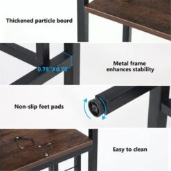 Lee Vintage Retro Brown/ Black Freestanding Wine Bar Rack Cabinet With Glass Holder, Industrail Wood Wine Storage Display Shelves - Vintage Brown -Elegance Barware 64bfe9f6 4cbf 4120 8c24 b424ee78d2c3