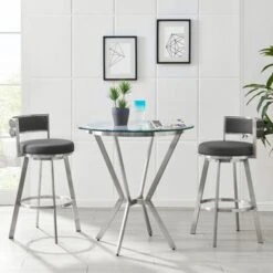 Roman Grey Faux Leather And Metal Swivel 26" Counter Stool - Grey And Black - Counter Height -Elegance Barware 64c45ae3 35ee 417c 8acc 38d9c066738b