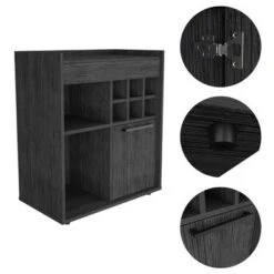 FM Furniture Leeds Bar Cabinet With 2 Concealed Shelves, 2 Open Shelves, And 6 Liquor Cubbies - Laminate -Elegance Barware 64e41654 95b8 4585 af05 9367243c56a7