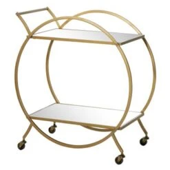 Metal Contemporary Bar Cart With Wheels - Silver -Elegance Barware 65655d89 e6a6 412b a805 337758c5835c
