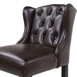 Richmond Faux Leather Armless Wingback Tufted Counter And Bar Stool - Single - Vintage Black Brown - Counter Height -Elegance Barware 65a48855 dd97 4c78 a6a9 e4550f80ddcf