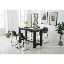 Roundhill Furniture Bronco Antique Wood Finished Bar Dining Set: Table And Four Bar Stools - Brown -Elegance Barware 65fdd0e5 718a 4c2e 9a2f 7d3829199f4b