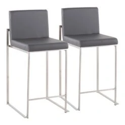 Silver Orchid Forrest High Back Counter Stool - Set Of 2 - White Faux Leather & Black -Elegance Barware 66160cc3 27c6 44a4 aeef c82f848c0425