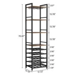 Lee 9-Tier Freestanding Floor Wine Rack, 20-Bottle Wine Bakers Rack With Glass Holder And Storage Shelves - Brown -Elegance Barware 6679db2d ae5b 4833 8a2d 7d0522e9aa39