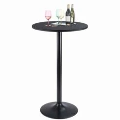 Homall Bistro Pub Table Round Bar Height Cocktail Table Metal Base MDF Top Obsidian Table With Black Leg 23.8inch Top - White -Elegance Barware 668cfd45 0dce 4822 a348 9ab644714917