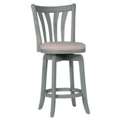Hillsdale Furniture Savana Wood Upholstered Swivel Stool - White With Cream - Bar Height - 29-32 In. -Elegance Barware 677507d9 2490 480f aae7 c90d9b73bb21