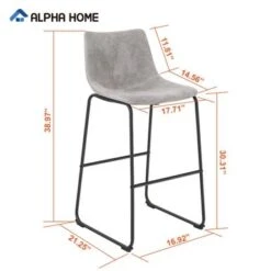 Carbon Loft Aube Vintage Faux Leather Bar Stools (Set Of 2) - Grey -Elegance Barware 6790911d 2ec2 4c79 8f0d 65c884696c87