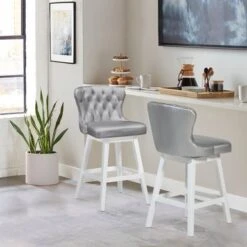 Hillsdale Furniture Rosabella Wood Swivel Stool - Wirebrush Gray - Counter Height -Elegance Barware 67f1efac fe0a 4700 860d 82b1dfd95a70