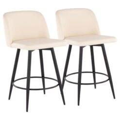 Carson Carrington Vallberga 26" Counter Stool With Black Metal Base (Set Of 2) - Grey Faux Leather/Round Black Footrest -Elegance Barware 680c5640 6969 4e93 a8c8 836b91f4a702