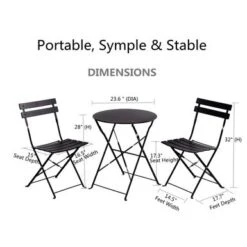 23.6ft Long Bistro Set Table And Chair 3 Piece - 23.6*28 - Blue -Elegance Barware 69533088 88e7 4c2d b581 f1d596c453a5