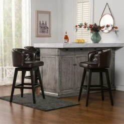 Jennifer Taylor Home Davidson Faux Leather Swivel Low Back Counter And Bar Stool - Set Of 2 - Vintage Black Brown Faux Leather - Bar Height -Elegance Barware 695b9921 8377 43f7 8ca4 546d808861f6