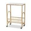 Baxton Studio Jacek Modern And Contemporary Gold Metal Wine Cart With Marble Top - White, Gold -Elegance Barware 6a033fb0 0780 4633 b2ab c353eaf95208