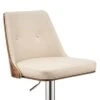 Jacob Adjustable And Swivel Faux Leather And Wood Bar Stool With Metal Base - Cream, Walnut And Chrome -Elegance Barware 6a4688f7 7b64 40c9 8a4f b83cd4232418