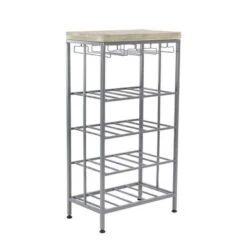 Iron/ Wood Industrial 36-inch Wine Rack - 19 X 11 X 36 - Grey -Elegance Barware 6a519d69 c8c6 4508 b598 46472a8f696e