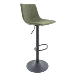 LeisureMod Tilbury Modern Adjustable Bar Stool With 360-Degree Swivel - 32.2 - Olive Green