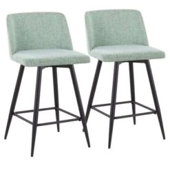 Carson Carrington Vallberga 26" Counter Stool With Black Metal Base (Set Of 2) - Grey Faux Leather/Round Black Footrest -Elegance Barware 6b9ff50f 8484 413d 856a 4538fabe2d5b