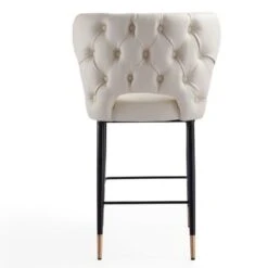 Ceets Holguin Mid-century Modern Leather Barstool - Off-White -Elegance Barware 6bc84783 b89c 4582 adf8 7fbfd6162984