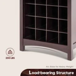 Mcombo Bar Cabinet For Liquor And Glasses Wine Rack Freestanding Floor - 18.9W X 12.6D X 37.4H Inch - Brown -Elegance Barware 6bf789f6 3903 422c a32f a0dca7aa0a35