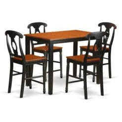 East West Furniture Acacia Wood 5-piece Counter-height Set - A Dining Table And 4 Wooden Chairs ( Finish Option) - YAKE5-BLK-W -Elegance Barware 6c01a373 afae 4c10 a123 a81337477358