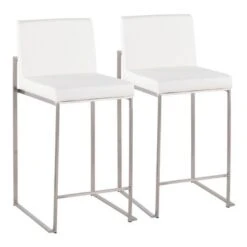 Silver Orchid Forrest High Back Counter Stool - Set Of 2 - White Faux Leather & Black -Elegance Barware 6c81e47b b655 4470 b199 36476a834278