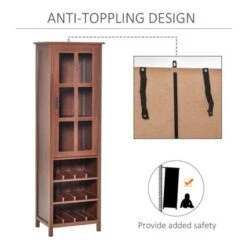 HOMCOM Wine Cabinet Bar Display Cupboard With Glass Door And 3 Storage Compartment For Home Bar - Walnut -Elegance Barware 6caf185a ccf8 4032 9b3f d98c0a386451