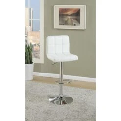 Armless Chair Style Bar Stool With Gas Lift White And Silver Set Of 2 - Counter Height - White - Set Of 2 -Elegance Barware 6cd677ca c4fb 4595 a5b2 9565333f16cc