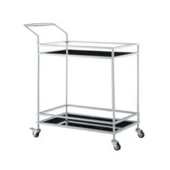 Nicole Miller Felix Bar Cart, 2 Serving Shelves, Casters - N/A - Gold/ White -Elegance Barware 6d2b16ed 6f3a 4af4 b0a2 a09bd744fea5