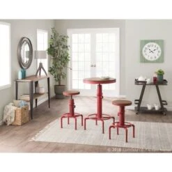 Hydra Industrial Bar Table In Metal And Wood - Red -Elegance Barware 6d7722da 25b5 427f af40 0c5e219a716c