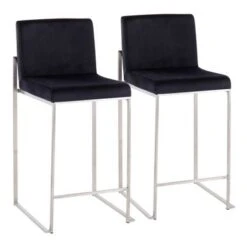 Silver Orchid Forrest High Back Counter Stool - Set Of 2 - White Faux Leather & Black -Elegance Barware 6e65191d cf54 43da bef1 c3a0a881636a
