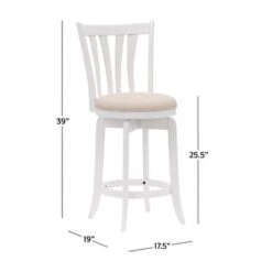 Hillsdale Furniture Savana Wood Upholstered Swivel Stool - White With Cream - Bar Height - 29-32 In. -Elegance Barware 6e9c64f0 cbca 4e48 af25 6a2b127e80e4