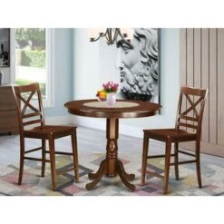 East West Furniture - Rubberwood Counter-height Pub Set - A Table And Counter Height Chairs (Color Options Available) - TRQU3-BLK-W -Elegance Barware 6f0380e7 39e5 4fd7 b09d 430d4ce257e0