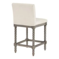 Abbott 26" Spindle Stool - Linen -Elegance Barware 6f1aeca0 44c9 4129 b6d8 fa7396253adb
