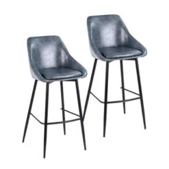 Porthos Home Umi Bar Stools Set Of 2, PU Leather Upholstery, Iron Legs - Brown -Elegance Barware 6f6a471a bd68 42b2 9ea3 8c7f2beb77b1